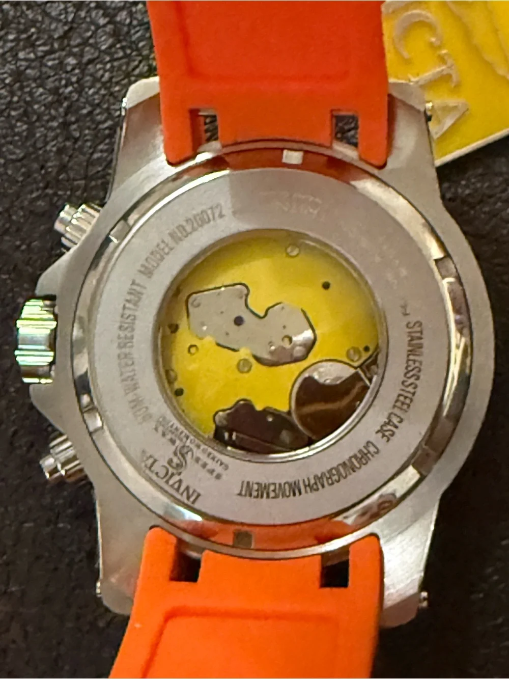 Invicta Speedway Swiss Ronda Orange Silicone Strap Black Dial Chronograph Watch